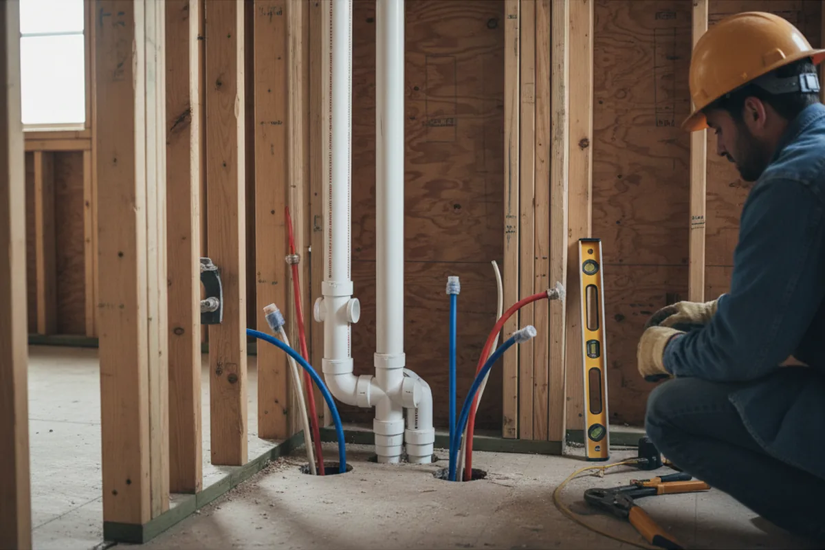 Drain and supply rough-in during Sump Pump Repair in Reedley