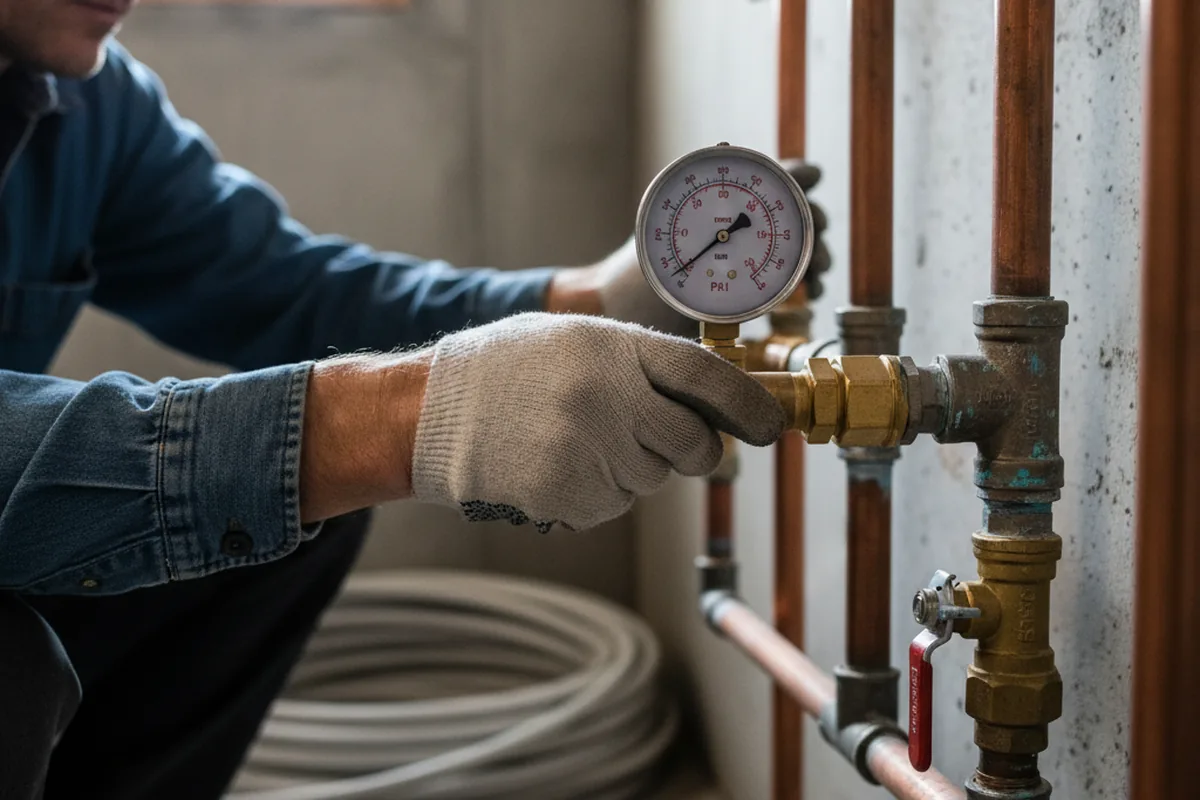 Pressure testing a repaired line during Water Line Repair in Reedley